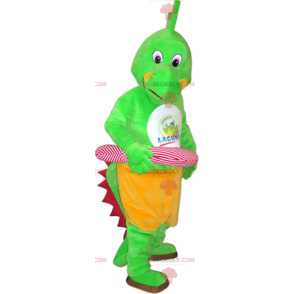 Mascotte de dinosaure avec une bouée rose - Redbrokoly.com