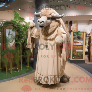 Beige Bison maskot kostume...