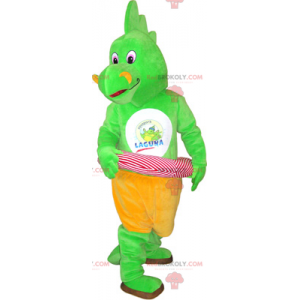 Dinosaurier-Maskottchen mit einer rosa Boje - Redbrokoly.com