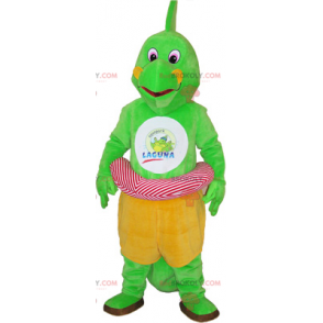 Dinosaurus mascotte met een roze boei - Redbrokoly.com