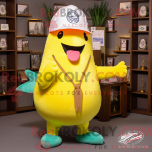 Gele narwal mascottekostuum...