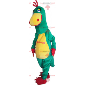 Mascotte de dinosaure bicolore jaune et vert - Redbrokoly.com