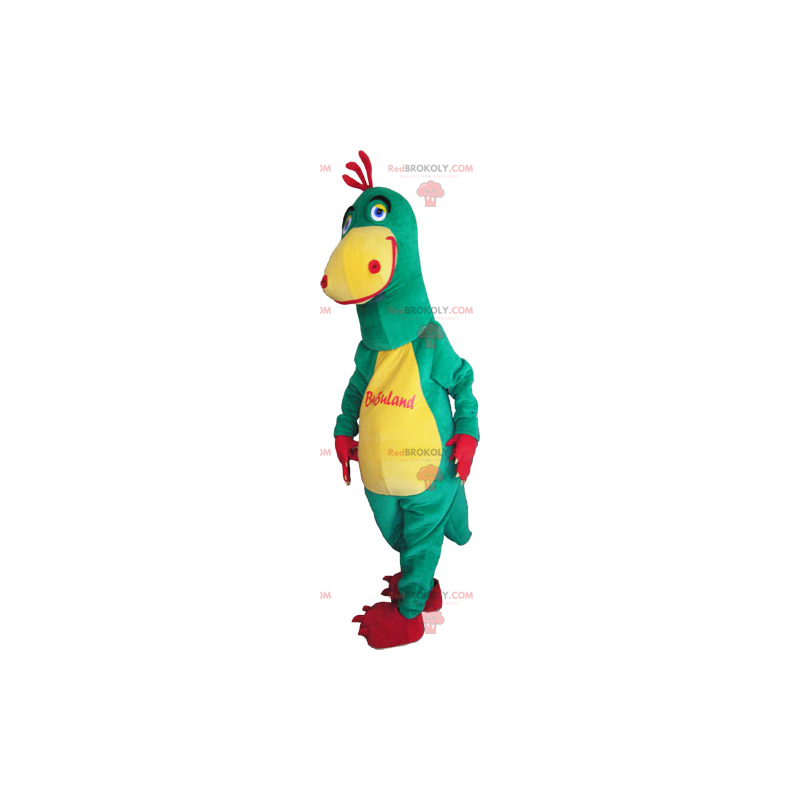 Mascota dinosaurio amarillo y verde bicolor - Redbrokoly.com