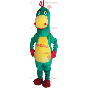 Mascota dinosaurio amarillo y verde bicolor - Redbrokoly.com
