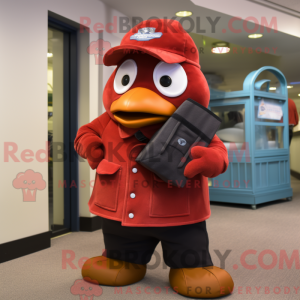 Rød Penguin maskot drakt...