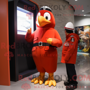 Röd Penguin maskot drakt...
