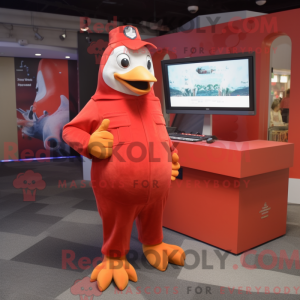 Rød Penguin maskot drakt...