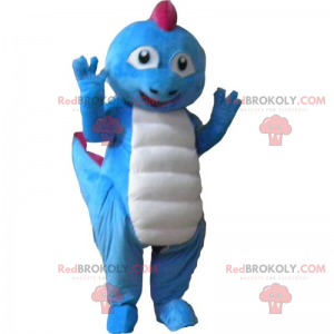 Blue dinosaur mascot with pink crest - Redbrokoly.com