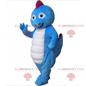 Blaues Dinosaurier-Maskottchen mit rosa Wappen - Redbrokoly.com