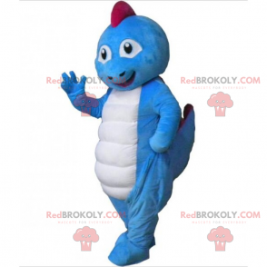 Mascote de dinossauro azul com crista rosa - Redbrokoly.com