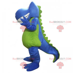 Mascotte de dinosaure bleu et ventre vert - Redbrokoly.com