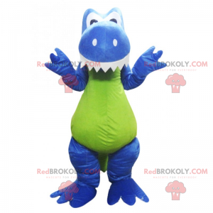 Mascotte dinosauro blu e pancia verde - Redbrokoly.com