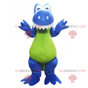 Mascote de dinossauro azul e barriga verde - Redbrokoly.com