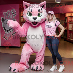 Pink Lynx maskot kostume...