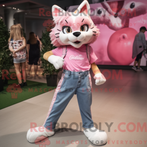Pink Lynx maskot kostume...