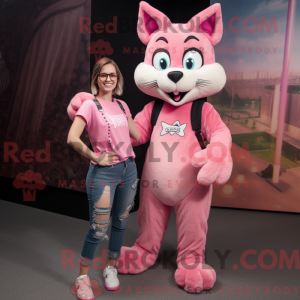 Pinker Luchs Maskottchen...