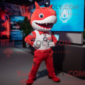 Máscara de tubarão vermelho...