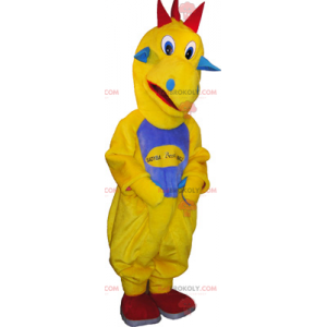 Yellow dinosaur mascot with a blue belly - Redbrokoly.com