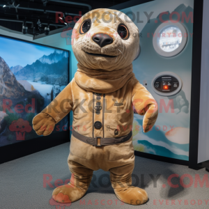 Tan Seal maskotdraktfigur...