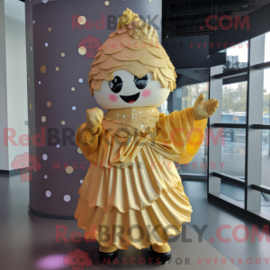 Gold Cupcake maskot kostume...