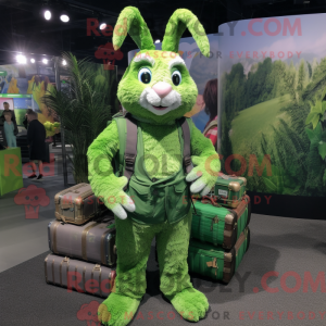 Mascotte de lapin vert...