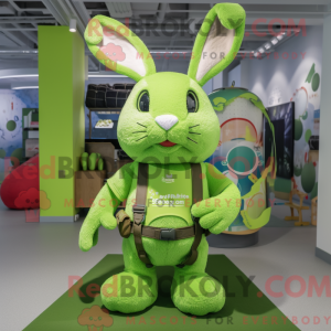 Mascotte de lapin vert...