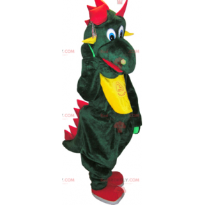 Mascota dinosaurio verde con vientre amarillo - Redbrokoly.com