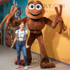 Brun Spider maskot kostume...