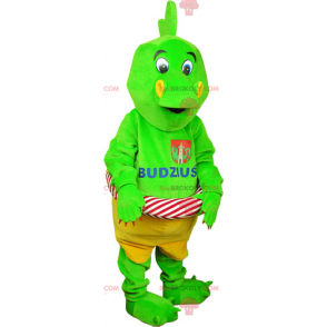 Green dinosaur mascot with its buoy - Redbrokoly.com