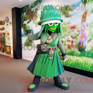 Grøn Samurai maskot kostume...