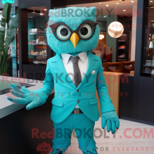Turkis ugle maskot kostume...