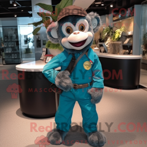 Teal Monkey-mascottekostuum...