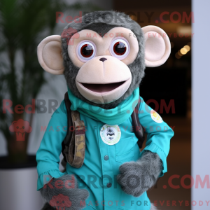 Teal Monkey-mascottekostuum...
