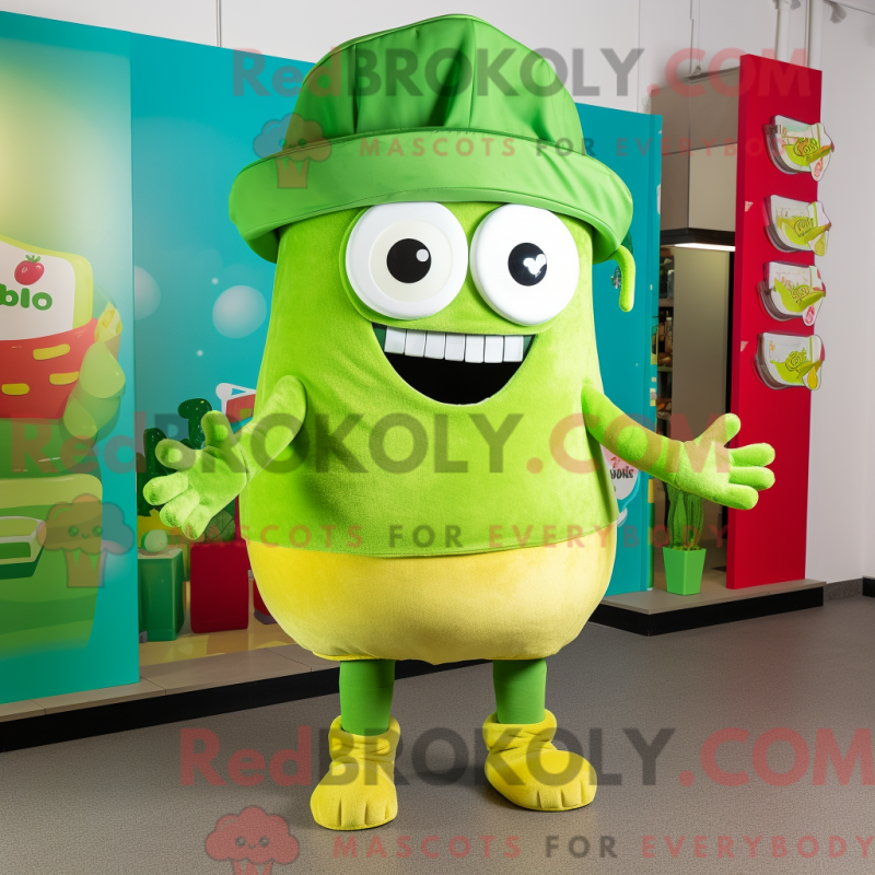 Fantasia de mascote de tacos verde-lima com short e gorros - Tacos mascotes - REBROKO_288505 - RedBrokoly.com