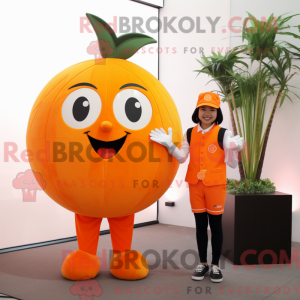 Maskotdraktfigur i oransje...