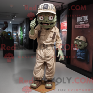 Beige Zombie maskot kostume...