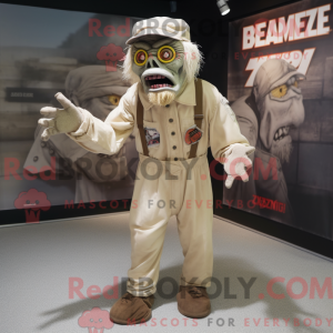 Beige Zombie maskot kostume...
