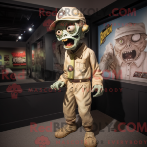 Beige Zombie maskot kostume...