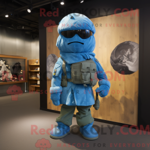 Blue Army Soldier maskot...
