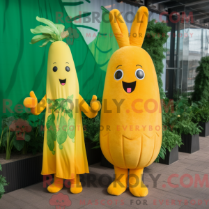 Geel Wortel mascottekostuum...