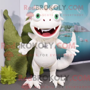 Hvit Hydra maskotdraktfigur...