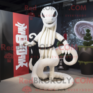 Hvit Hydra maskotdraktfigur...