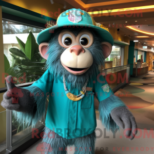 Teal Baboon mascottekostuum...