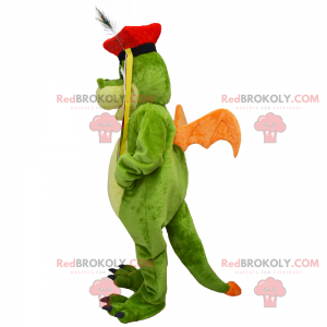 Drachenmaskottchen mit einer roten Baskenmütze - Redbrokoly.com
