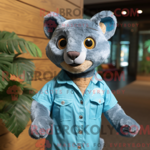 Turquoise Jaguarundi mascot...