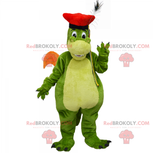 Mascotte de dragon avec un béret rouge - Redbrokoly.com