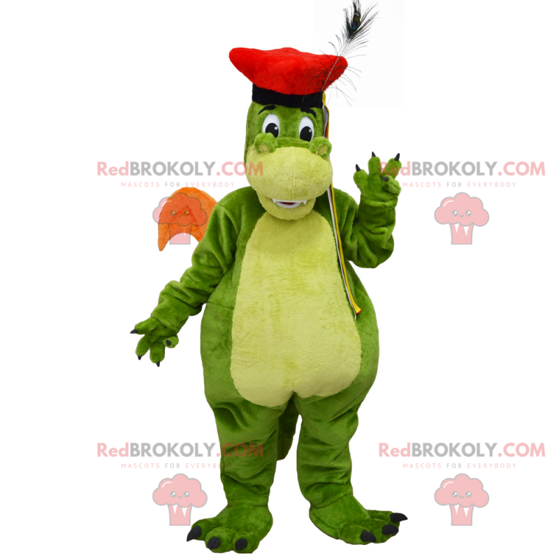 Dragon mascotte met een rode baret - Redbrokoly.com