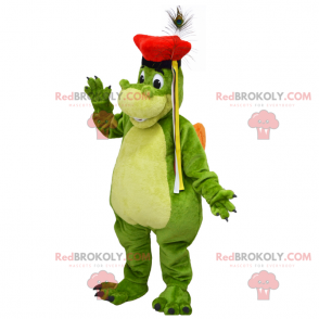 Dračí maskot s červeným baretem - Redbrokoly.com