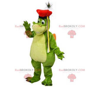 Mascotte del drago con un berretto rosso - Redbrokoly.com