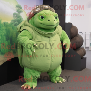 Limegrøn Glyptodon maskot...